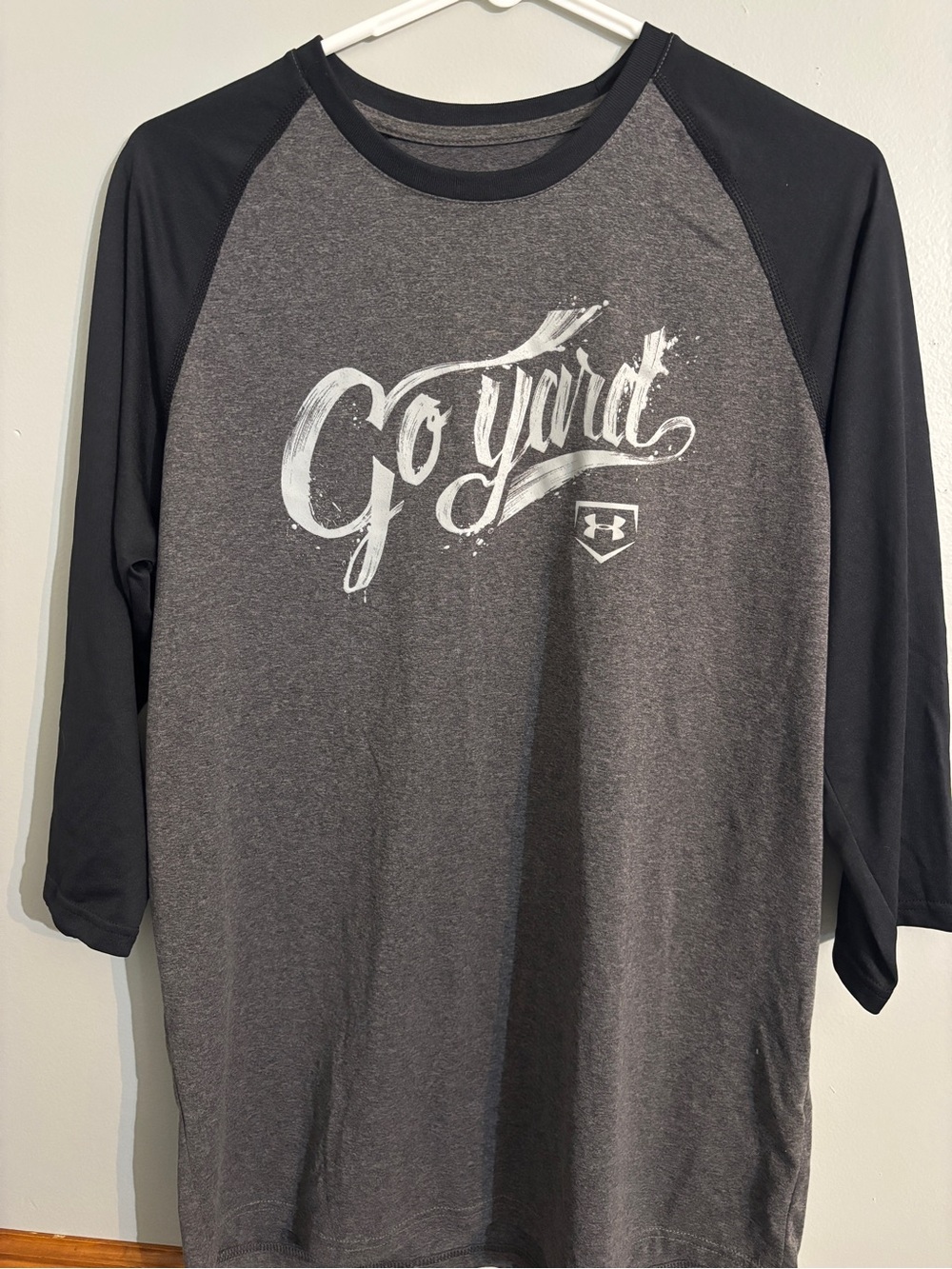Under Armour Men’s Gray & Black Raglan Long Sleeve Tee with 'Go Yard' Graphic